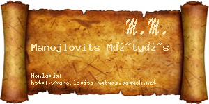 Manojlovits Mátyás névjegykártya